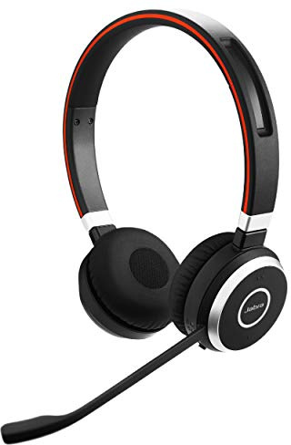 Jabra Evolve 65 Wireless Stereo On-Ear Headset – Microsoft zertifizierte Kopfhörer mit Langer Akkulaufzeit – USB Bluetooth Adapter – Schwarz