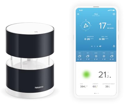 Netatmo Windmesser für Netatmo-Wetterstation, schwarz, NWA01-WW, 16 cm
