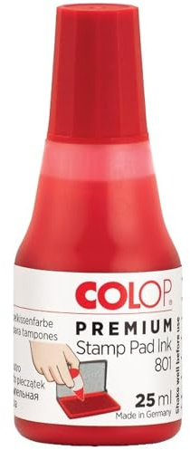 COLOP Premium Stempelfarbe 801 rot, auf Wasserbasis, dermatologisch getestet