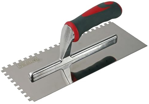 Faithfull Soft-Grip-Zahnungskelle für Boden- und Wandfliesen zum Auftragen von Klebstoff, Edelstahlklinge 280 x 115 mm (11 x 4,5 Zoll) – 6-mm-Zahnung