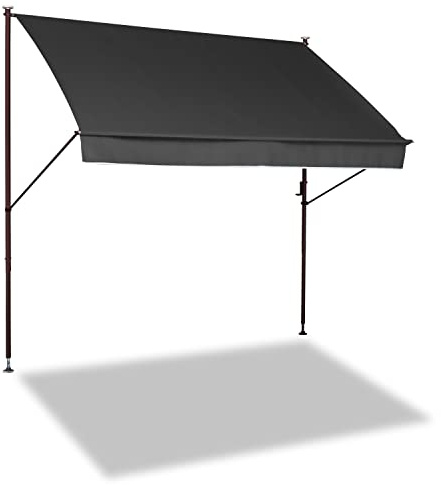 ANGERER Klemmmarkise Style dunkelgrau, 150 cm | Markise für Sonnenschutz, Montage ohne Bohren, ideale Balkonmarkise für Mietwohnungen, Made in Germany, waschbarer Stoff