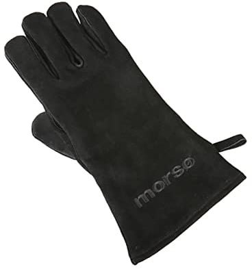 Morsø Kaminhandschuh, rechts, hitzebeständiges Wildleder, Schwarz | Robuster Hitzeschutz für die rechte Hand mit Magnet zur einfachen Befestigung und mit praktischer Aufhängeschlaufe