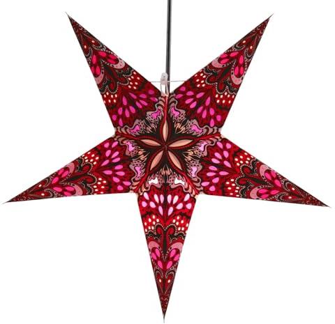 GURU SHOP Faltbarer Advents Leucht Papierstern, Weihnachtsstern 60 cm - Nestor Rot/lila