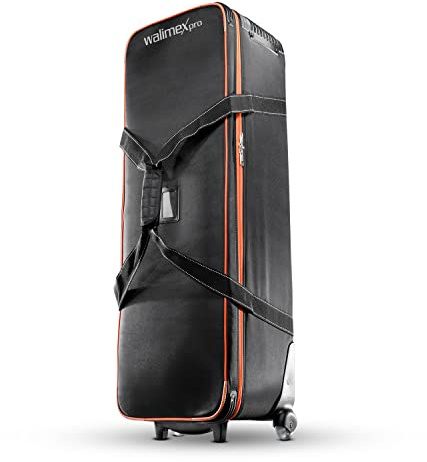 Walimex pro Trolley Studiotasche – Größe L – 1100 x 365 x 290 mm – Großräumig & gepolstert – für Studioequipment, 2-in-1 Funktion mit kugelgelagerten Rollen – Stativtasch, Kameratasche