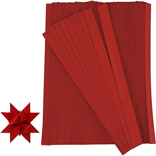 Creativ Company 20932 Papierstreifen zum Falten von Sternen, 500 Stück, Rot