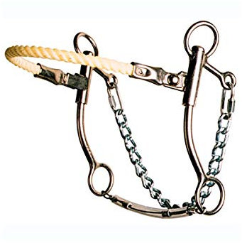 Reinsman Jim Warner Hackamore 935 für Pferd, Seilnase, 17,8 cm große Wangen, Stufe B, Silber/weiß, 7” Cheeks, Rope Nose