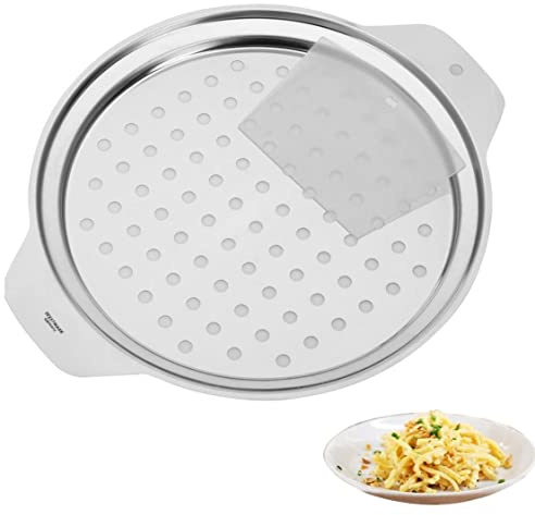 Westmark Spätzleblech/Topfaufsatz + Schaber - mühelose und schnelle Herstellung von Spätzle - Spätzlesieb für Töpfe (24-28 cm) - 100% rostfreier Edelstahl - spülmaschinengeeignet (Silber)
