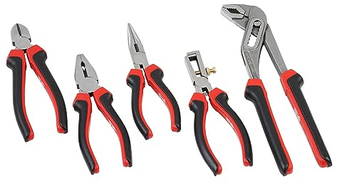 Meister Zangen-Satz 5-teilig - Kombizange - Seitenschneider - Spitzzange - Abisolierzange - Wasserpumpenzange - Für Haushalt, Werkstatt & Co. , Zangen-Set , Zangen-Werkzeug , Handwerkzeug , 1570500