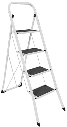 Home Vida® 4 Schritt Leiter, Heavy Duty Stahl, faltbar, tragbar mit Antirutschmatte
