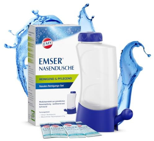 Emser Nasendusche inkl. Nasenspülsalz, 4 x 2, 5 g Beutel, mit Nasenspülsalz | Vorbeugung von Erkältungskrankheiten, Bei Allergien, Nasenpflege, Nasenspülung, homöopathieverträglich, Packungsgröße 5 g