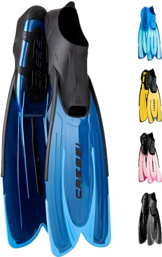 Cressi Agua Schwimmflossen - Offener Absatz mit Fersenriemen - Kurzflossen für Schwimmtraining - Taucherflossen Erwachsene aus Neopren