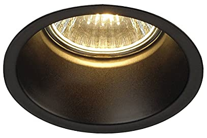 SLV Deckeneinbauleuchte HORN 1 / Spot, Fluter, Deckenstrahler, Deckenleuchte, Einbau-Leuchte LED, Innen-Beleuchtung / GU10 IP20 50W schwarz