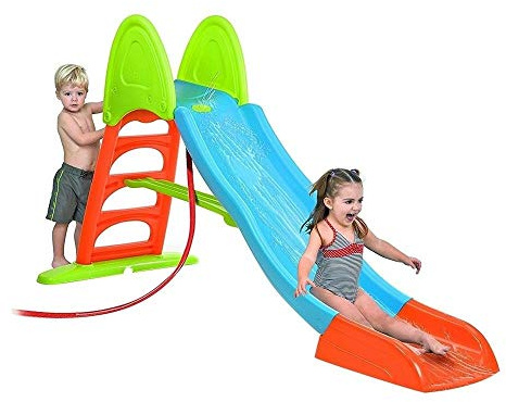 FEBER - Rutsche 10 Wasserrutsche, mit Schlauchloch, rutschfeste Treppe, Mehrfarbig, strapazierfähig und leicht zu montieren, für Kinder von 3 bis 8 Jahren, FAMOSA (800009592)