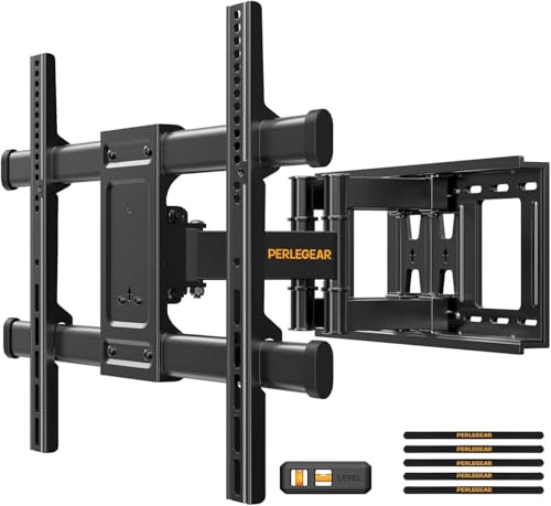 Perlegear TV Wandhalterung schwenkbar für 37-84 Zoll bis 60 kg | Vollbewegliche TV Halterung mit ±45° Schwenkung, +5°/-15° Neigung, 424,8 mm Auszug, für Flach- & Curved-TVs, VESA 600x400 mm