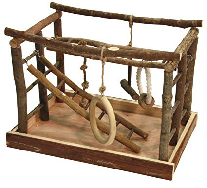 Kerbl Pet Vogelspielplatz, Vogelbeschäftigung, 35x25x25 cm, aus Naturholz, mit Baumwolle, einfache Montage