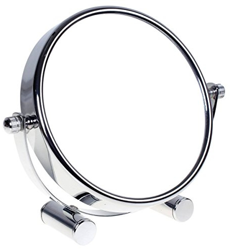 HIMRY Designed Kosmetik Spiegel/Kosmetikspiegel, 360° drehbar. zweiseitig: normal und 5 - Fach Vergrößerung. Standspiegel, Rasierspiegel, Badezimmerspiegel. verchromten, KXD3104-5x