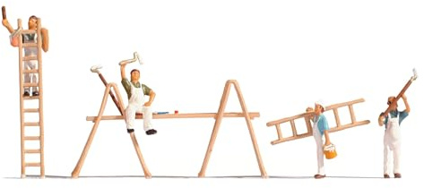 NOCH® Maler-Set 4 Figuren Zubehör für den Modellbau und die Modelleisenbahn, handbemalt, Spur H0, DIY und zur Dekoration
