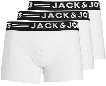 JACK & JONES Herren Sense Trunks 3-Pack Boxershorts, Weiß, S EU