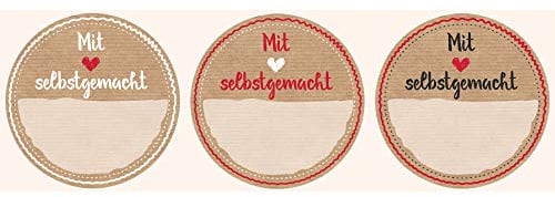 AVERY Zweckform 56818 Marmeladen Etiketten selbstklebend 50 Stück (Ø38mm, Aufkleber Marmeladenglas, Einmachen, Haushaltsetiketten ablösbar, mit Liebe gemacht, beschriftbar) Sticker auf Rolle