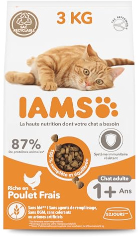 IAMS Katzenfutter trocken mit Huhn - Trockenfutter für Katzen im Alter von 1-6 Jahren, 3 kg