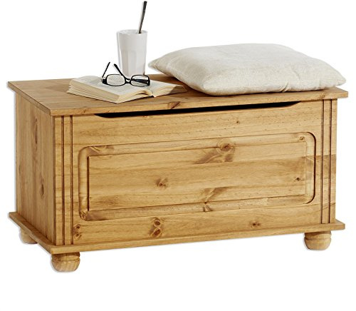 IDIMEX Sitztruhe Bristol aus Massivholz, Gebeizt/Gewachst - Truhe im Landhausstil, vielseitige Sitzbank, Kiste Massivholz mit sicherem Klemmschutz, Truhenbank ideal zur Aufbewahrung