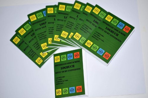 10er Pack Geocaching Logbücher 40 Seiten - für Dosen, Logbuch für Behälter - Regular- normal Deutscher FinderHinweis Geocache Logstreifen günstig
