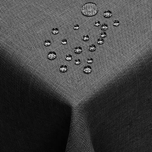 DecoHomeTextil Leinen Optik Tischdecke, Rechteckig 110 x 140 cm Grau Anthrazit, wasserabweisend, fleckenabweisend, abwaschbar, Lotuseffekt, bügelfrei