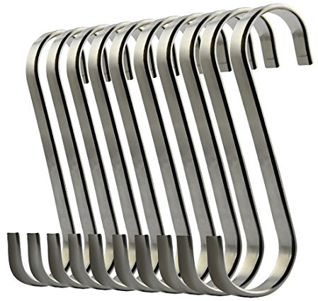 ilauke 10 S Haken Edelstahl,Haken zum Einhängen,Küchenhaken 18/8 Rostfrei S Form Hängehaken Metallhaken Schwerlast Metall-Haken für Küche BBQ Backen und Viele Weitere Möglichkeit,10 S-Silber