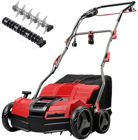Einhell Elektro Vertikutierer Lüfter GE-SA 1640 (1600 W, 40 cm Arbeitsbreite, bis 12 mm Arbeitstiefe, höhenverst. Holm, 48 L Fangsack, inkl. Lüfterwalze)