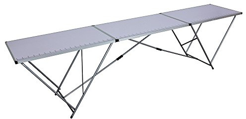 Tapeziertisch, 300 x 60 x 78 cm - Alu Rahmen - Stahl-Gestell, 3 mm Starke Arbeitsplatte mit Skala- Allzwecktisch, Flohmarkttisch, vielseitig verwendbar