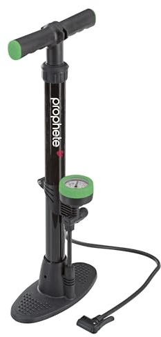 Prophete Fahrradpumpe, Standluftpumpe mit Duo-Klemmhebelstecker, max. Pumpdruck 6 bar, ergonomischer Griff, mit Manometer, Metallgehäuse, Länge 560 mm