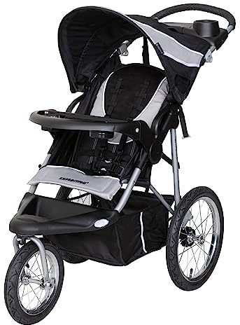 Baby Trend Expedition Jogging Kinderwagen Phantom Leichter All Terrain Kinderwagen mit feststellbarem schwenkbarem Vorderrad 5 Punkt Sicherheitsgurt Verstellbares Verdeck Einfach faltbar