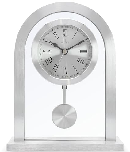 Acctim 200 x 165 x 50 mm Bathgate Glas-Kaminuhr mit Pendel, Silber