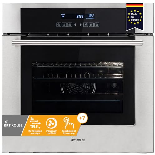 KKT KOLBE Einbaubackofen EB8015ED, 60 cm, 70 L, silber schwarz | 3,3 kW, Grill, Heißluft, Teleskopauszüge, Automatik-Timer, 2-fach Wärmeschutzverglasung, Kindersicherung