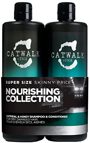 Catwalk by TIGI Oatmeal & Honey Shampoo & Conditioner Set, 2 x 750 ml | Sulfatfreies Pflege-Duo für trockenes, geschädigtes oder coloriertes Haar mit Akazienhonig, Vitamin E & Kokosöl