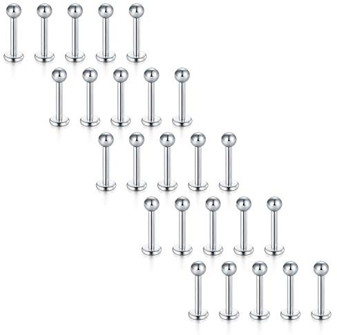 25 Stk. Edelstahl Labret Lippenpiercing set Schmuck von Vcmart
