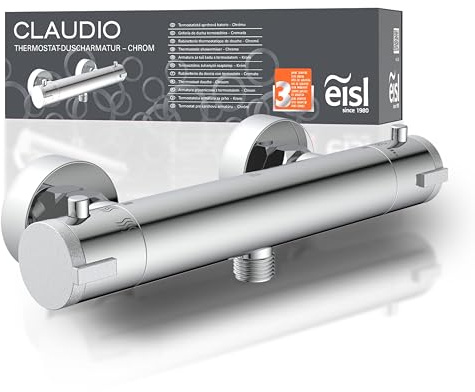 EISL Duscharmatur CLAUDIO Chrom, Mischbatterie mit Thermostat, Thermostatarmatur mit Sicherheitssperre bei 38°C, Duscharmatur, CLT168ACR