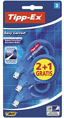 Tipp-Ex Korrekturroller Easy Correct zum seitlichen Korrigieren, 12 m x 4,2 mm, 3er-Pack, ideal für das Büro, das Home Office oder die Schule