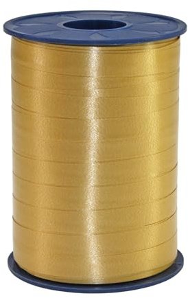 PRÄSENT C.E. PATTBERG Geschenkband Gold, 250 Meter Ringelband 10 mm zum Basteln, Dekorieren & Verpacken von Geschenken zu jedem Anlass
