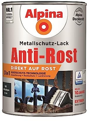 Alpina Metallschutzlack matt – Anthrazitgrau – Anti-Rost-Lack für einen Langzeit-Korrosionsschutz – Witterungs- und UV-beständig – 2,5L