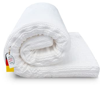 FMP Matratzenmanufaktur, Visco Topper 8 cm, Memory Foam Matratzenauflage für optimale Druckentlastung & Rückenschmerzen, ergonomisch & atmungsaktiv, waschbarer Bezug, 180x200cm weiß