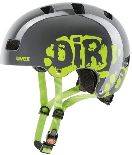 Uvex Kinder Fahrradhelm Kid 3,Grau (Dirtbike Gray-Lime),55-58 cm