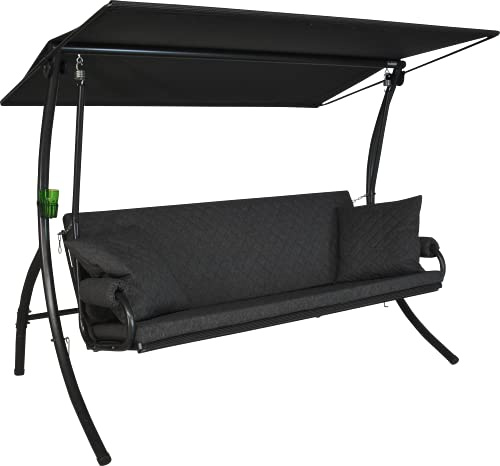 ANGERER Hollywoodschaukel Elegance Joy dunkelgrau | Gartenschaukel Made in Germany, Schaukel zum Sitzen, Liegen und Entspannen, inklusive Bett-Funktion, einfache Montage