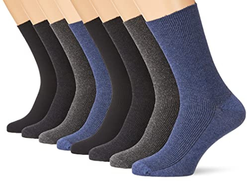 VCA 8 Paar Herren Diabetiker Socken, Ohne Gummibund, Baumwolle, Spitze handgekettelt