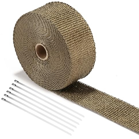 LIHAO Hitzeschutzband Basaltfaser Auspuffband 10M mit Kabelbinder für Fächerkrümmer Thermoband Krümmerband
