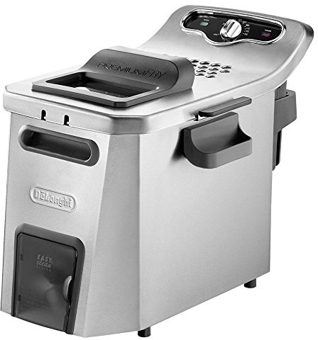 De’Longhi PremiumFry F44532.CZ Kaltzonen Fritteuse, 1,5 kg Fassungsvermögen, Easy Clean System, Kaltzonen Heizelement, Edelstahl, 3200 Watt, Silber