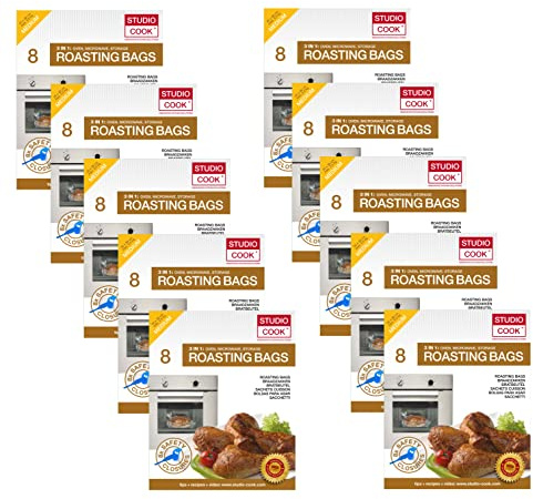 Studio Cook 80 STÜCK Bratbeutel 3 in 1, Braten, Dampfgaren & Aufbewahren, Inhalt 80 STK (10 x 8 STK.), Größe Medium 25 x 38 cm, bis zu max. 2,5kg MIKROWELLE GEEIGNET
