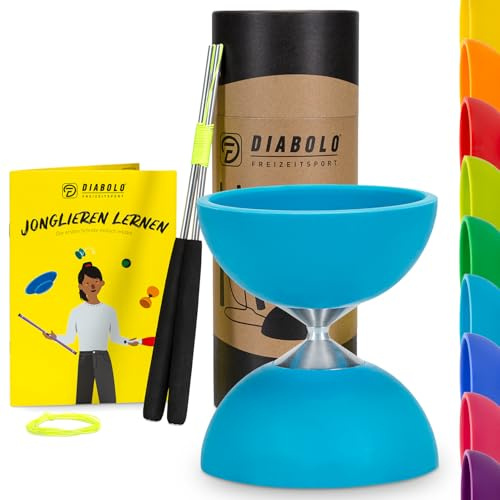 Diabolo Freizeitsport Jonglier-Set Basic (türkis) - Diabolo mit Aluminium-Handsticks, Ersatzschnur, Anleitung. Perfekt für Kinder, Einsteiger & Anfänger