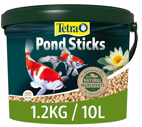 Tetra Pond Sticks - Fischfutter für alle Teichfische, unterstützt gesunde Fische und klares Wasser im Teich, 10 L Eimer