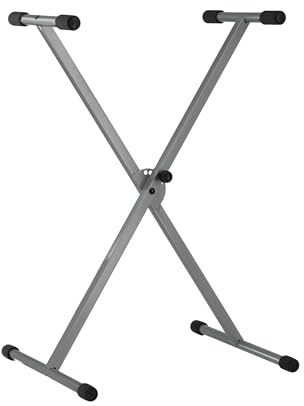 GEWA Keyboardständer - Zusammenlegbar - Stahlrohr - Höhenverstellbar 68-92 cm - Max. Belastung 18 kg - Gewicht: 2,96 kg - Farbe: Silber